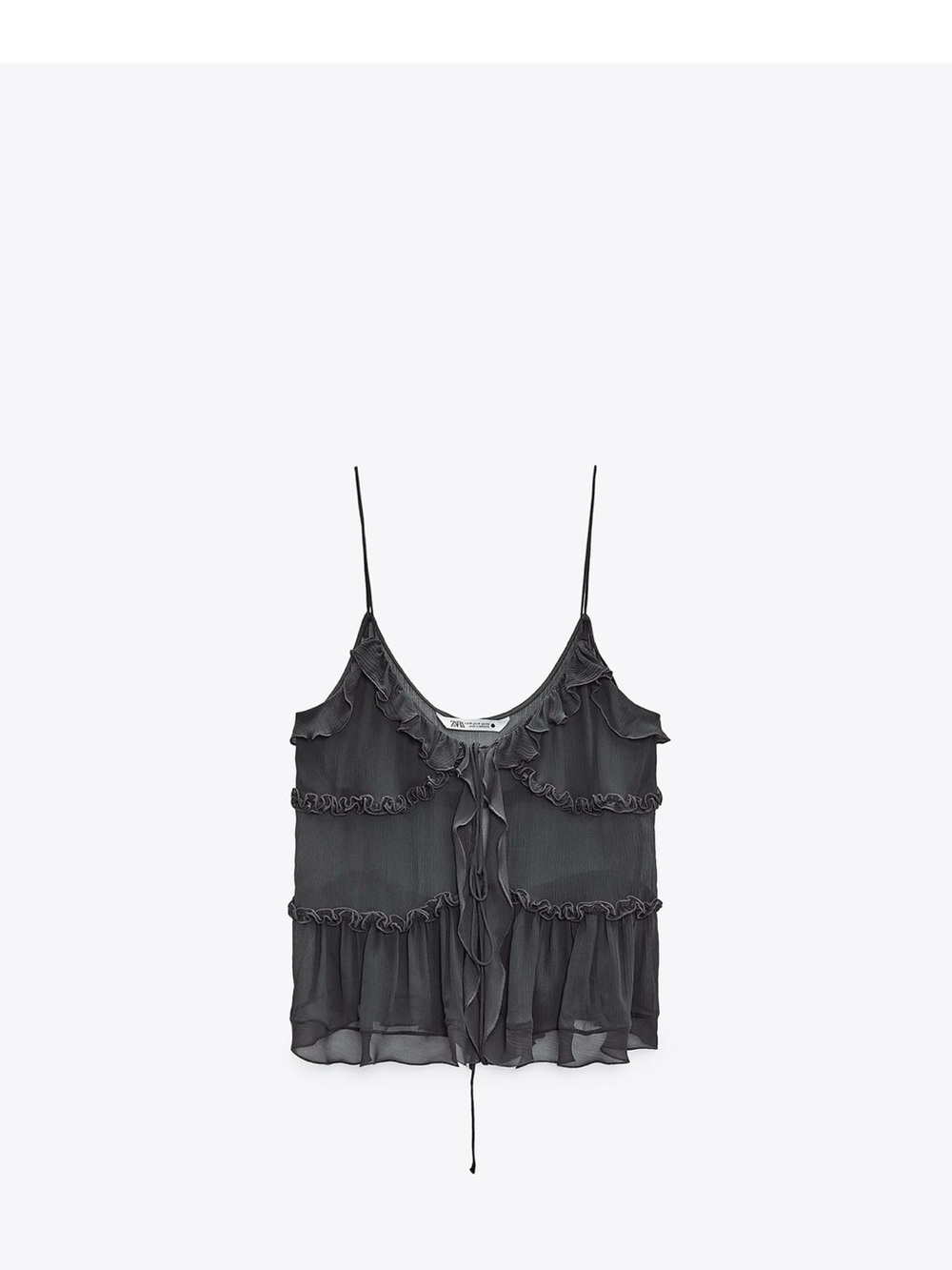 ZARA Semi-Sheer Ruffle Top